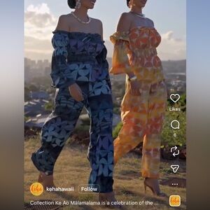 Elegant Off-Shoulder Jumpsuit in Blue and Orange